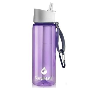 Survimate Purple Flip Top Straw Filtered Water Bottle